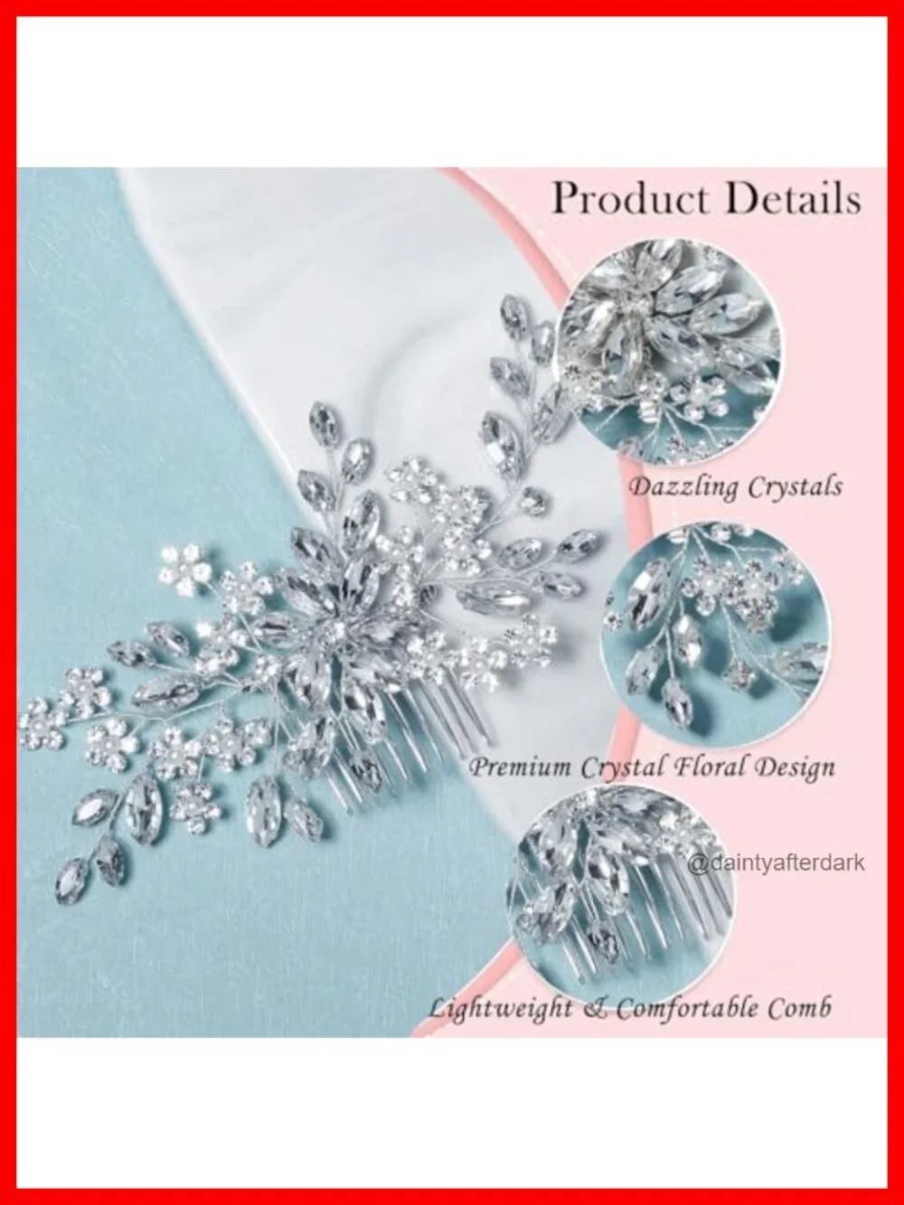 Bridal Hair Comb and Pins Set Rhinestone with Pearls Hair Pieces